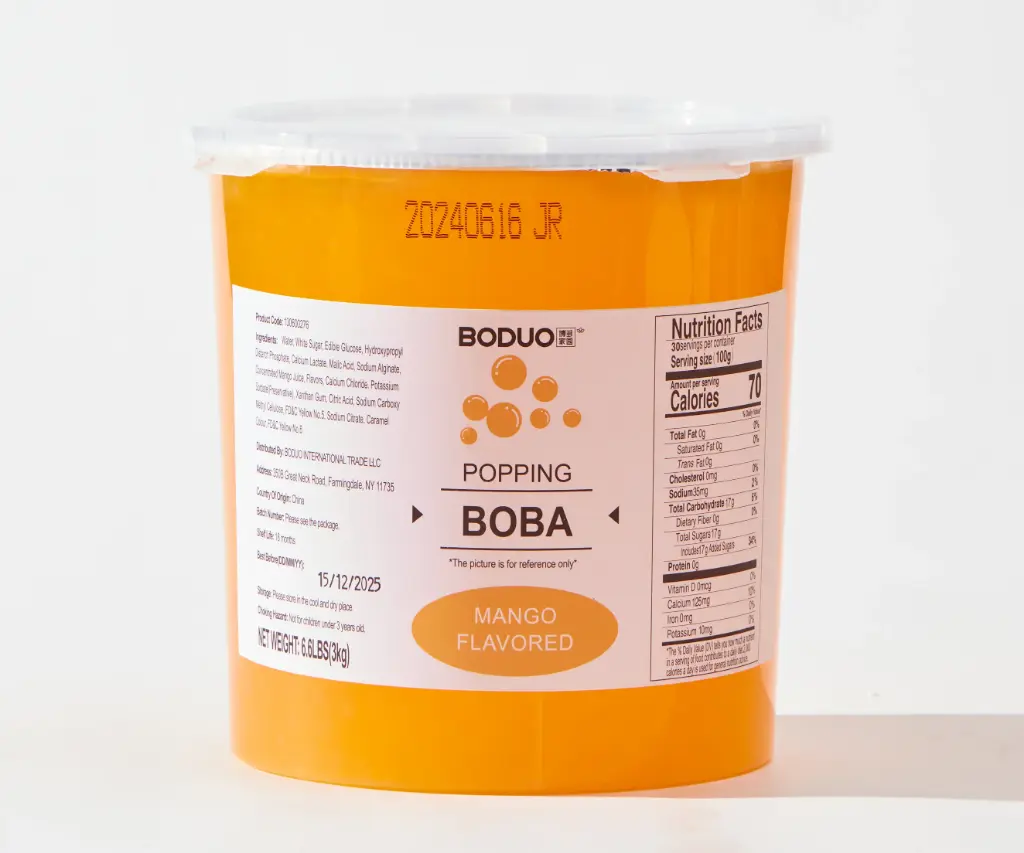 MANGO POPPING BOBA |芒果风味球型果味酱 |6.6lbs × 4 buckets / Carton 