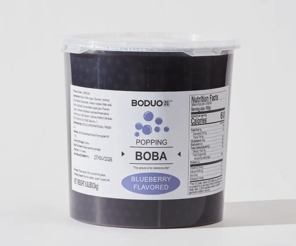 BLUEBERRY POPPING BOBA |蓝莓风味球型果味酱 | 6.6lbs × 4 buckets / Carton