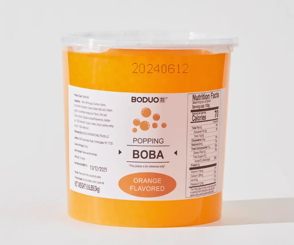ORANGE POPPING BOBA |柳橙风味球型果味酱 |6.6lbs × 4 buckets / Carton
