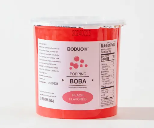 [130600277] PEACH POPPING BOBA |水蜜桃风味球型果味酱 |6.6lbs × 4 buckets / Carton