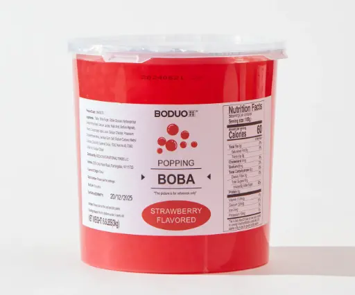 [130600275] STRAWBERRY POPPING BOBA |草莓风味球型果味酱 |6.6lbs × 4 buckets / Carton